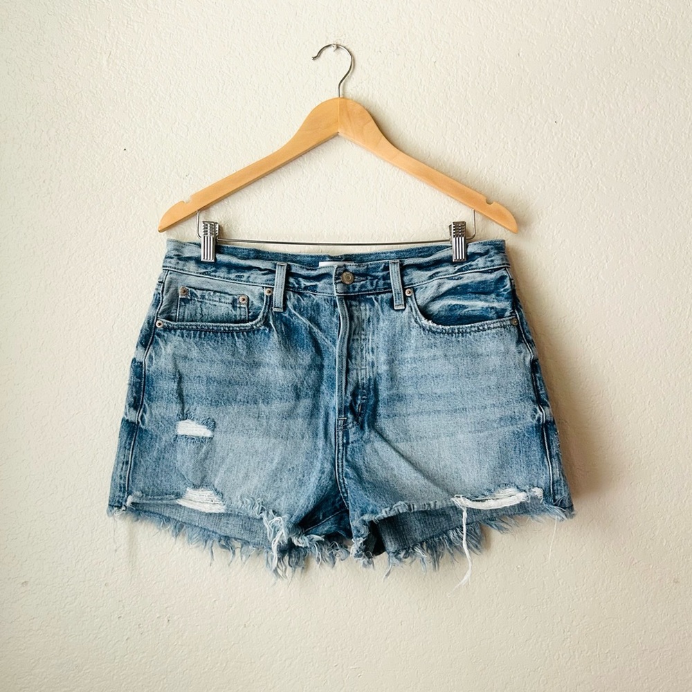 pistola Light Blue Distressed Denim Jean Shorts